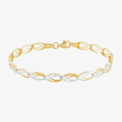 Womens 10K Gold 7.25 Inch Link Bracelet