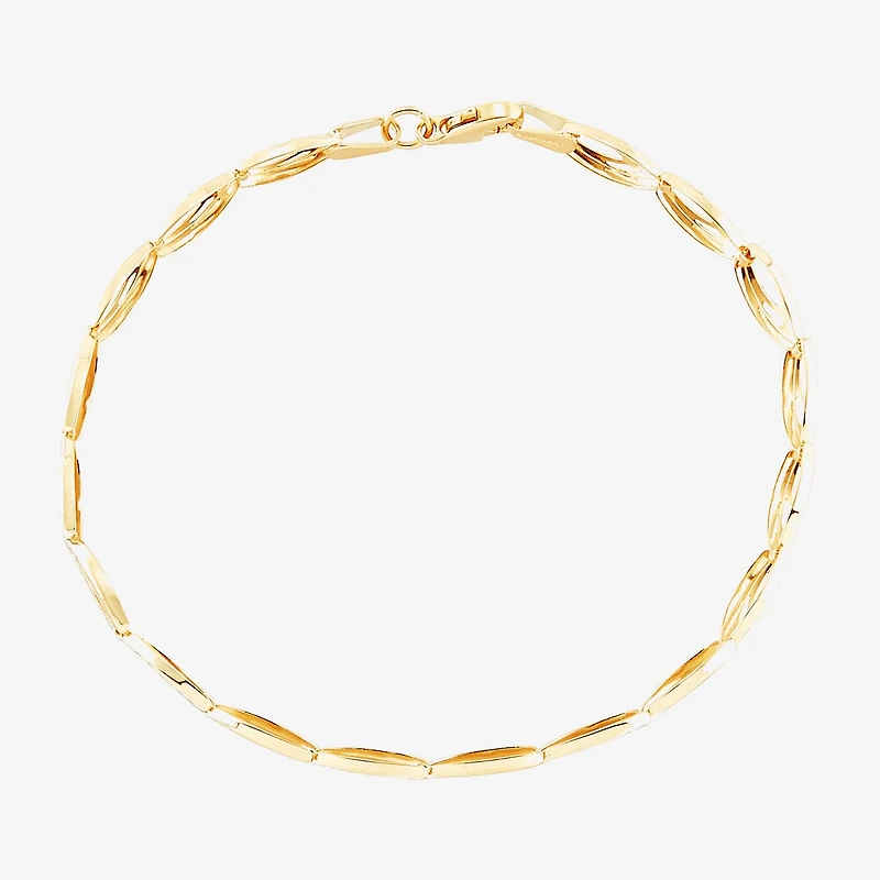 Womens 10K Gold 7.25 Inch Link Bracelet