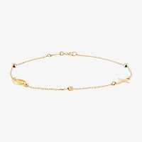 Miraculous Medal Womens 14K Tri-Color Gold Cross 7.25 Inch Link Bracelet