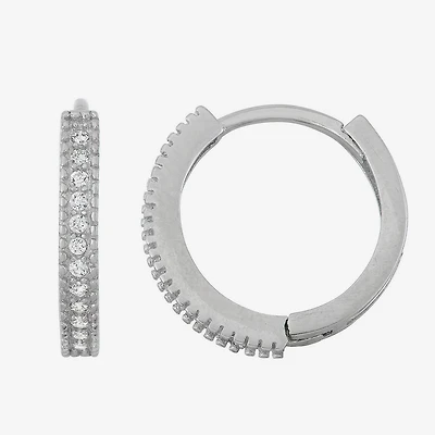 Girls Cubic Zirconia Sterling Silver 13.9mm Hoop Earrings