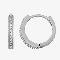 Girls Cubic Zirconia Sterling Silver 13.9mm Hoop Earrings