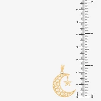 Womens 10K Gold Moon Pendant