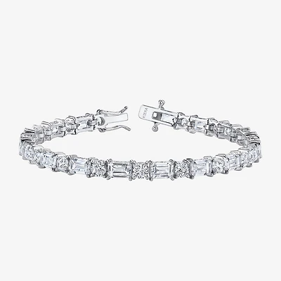 Diamonart Womens Cubic Zirconia Sterling Silver 7.25 Inch Tennis Bracelet
