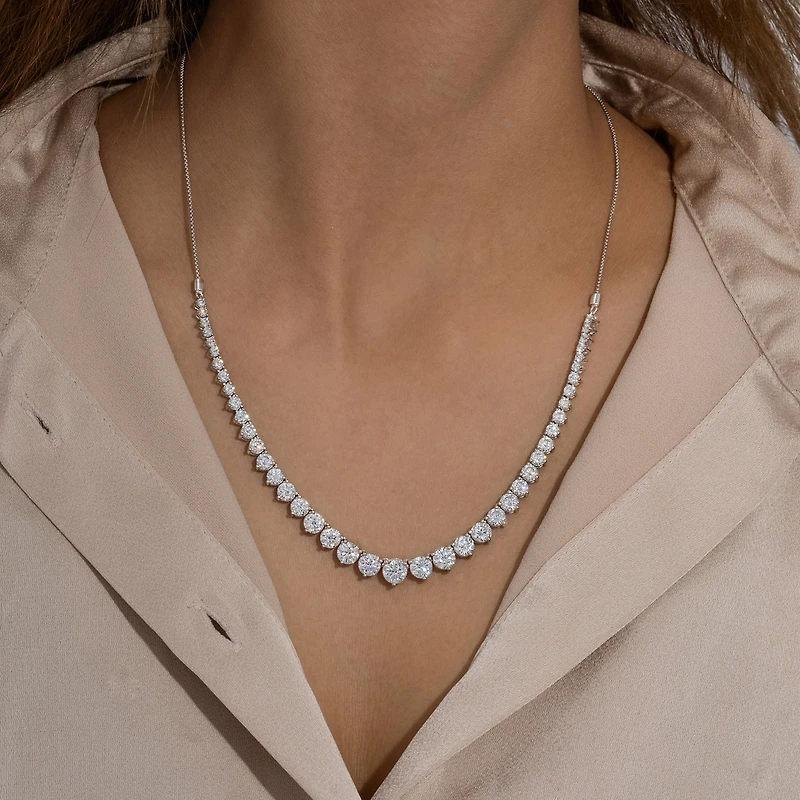 Diamonart Womens White Cubic Zirconia Sterling Silver 20 Inch Tennis Necklace