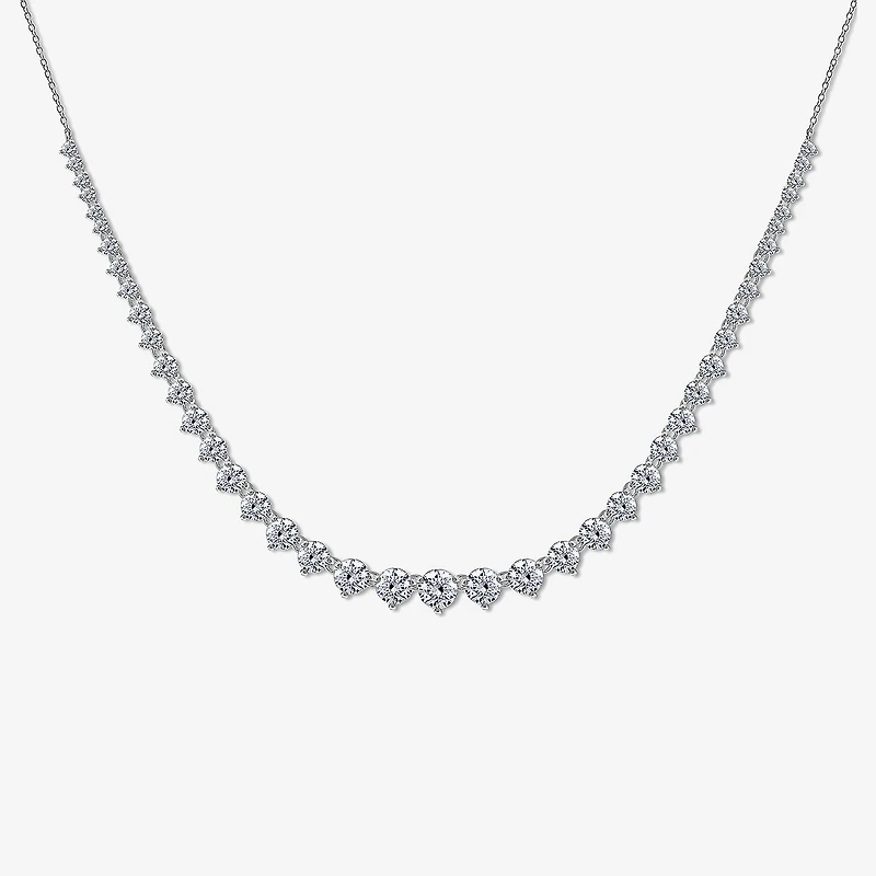 Diamonart Womens White Cubic Zirconia Sterling Silver 20 Inch Tennis Necklace