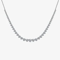 Diamonart Womens White Cubic Zirconia Sterling Silver 20 Inch Tennis Necklace