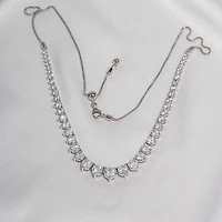 Diamonart Womens White Cubic Zirconia Sterling Silver 20 Inch Tennis Necklace