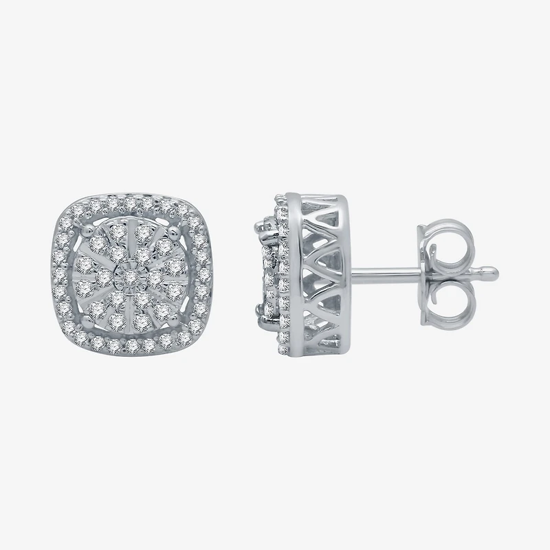 (H-I / I1) 1/3 CT. T.W. Lab Grown White Diamond Sterling Silver 9.1mm Stud Earrings