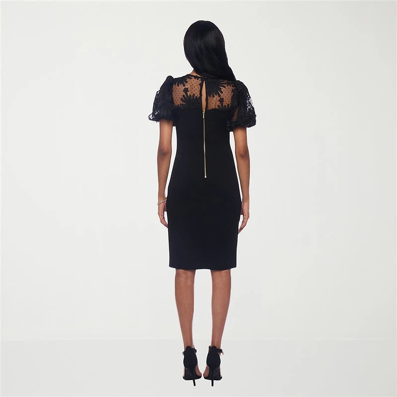 Premier Amour Womens Round Neck Short Sleeve Sheath Dress