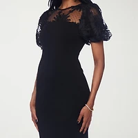 Premier Amour Womens Round Neck Short Sleeve Sheath Dress