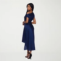 Premier Amour Womens Midi Straight Neck Sleeveless Off the Shoulder Fit + Flare Dress