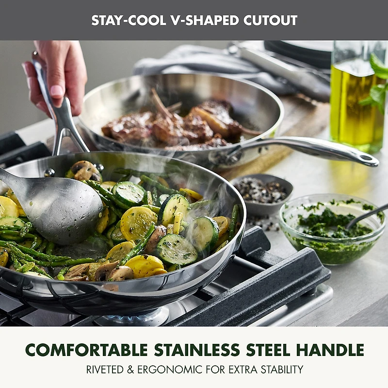 GreenPan Valencia Pro Stainless Steel Uncoated 2-Piece Frypan Set