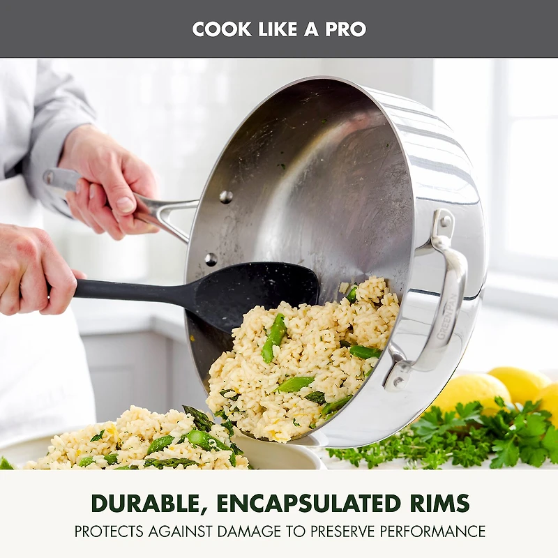 GreenPan Valencia Pro Stainless Steel Uncoated 5-qt. Sauté Pan with Lid