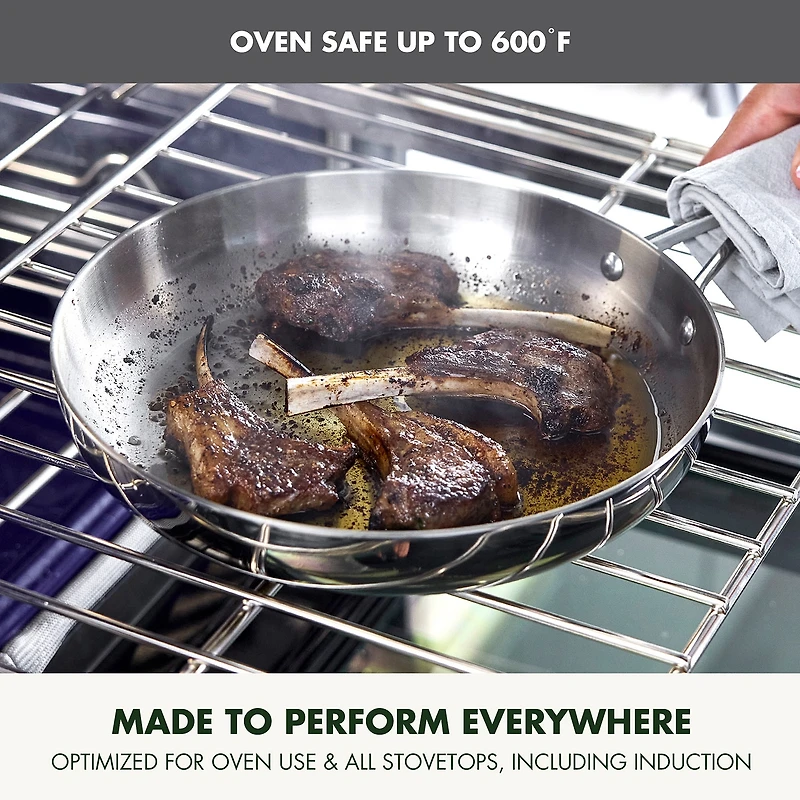 GreenPan Valencia Pro Stainless Steel Uncoated 12” Frypan