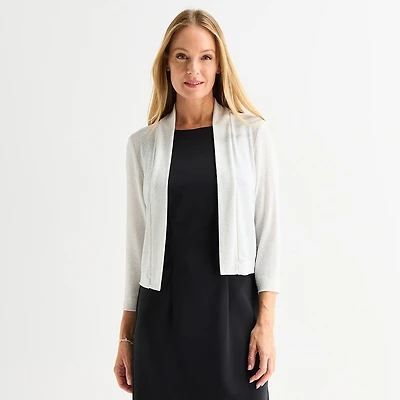 Perceptions Womens 3/4 Sleeve Glitter Shrug