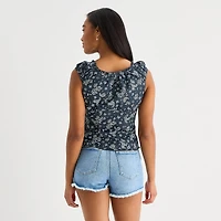 Arizona Womens Juniors Sweetheart Neck Sleeveless Blouse