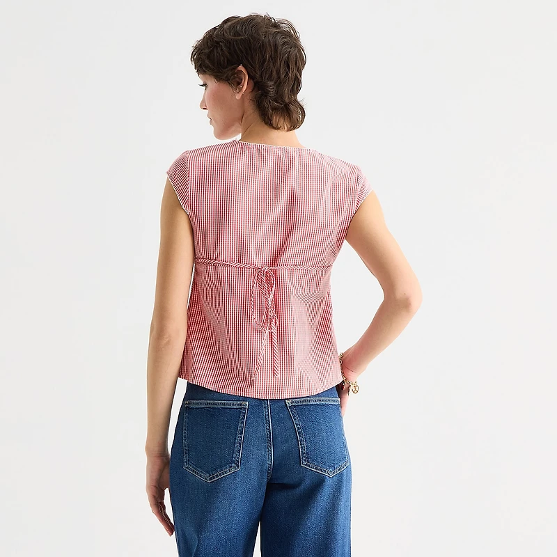 Arizona Womens Juniors V Neck Short Sleeve Blouse