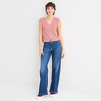 Arizona Womens Juniors V Neck Short Sleeve Blouse