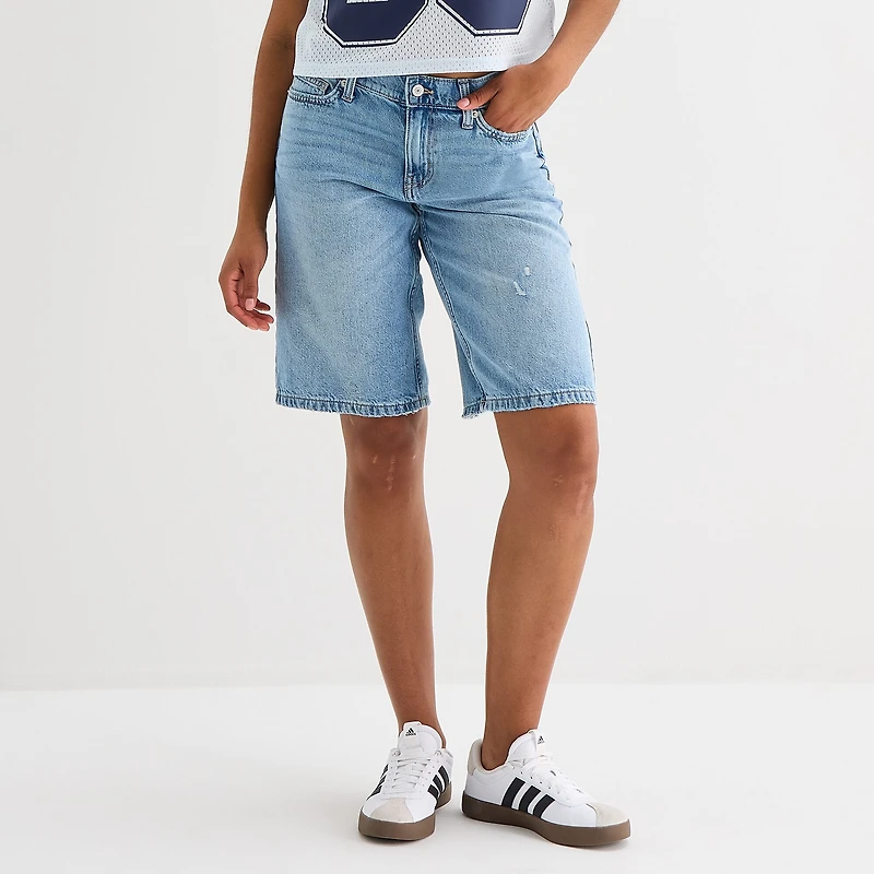 Arizona Womens 12 1/4" Low Rise Juniors Denim Short