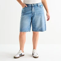 Arizona Womens 12 1/4" Low Rise Juniors Plus Denim Short