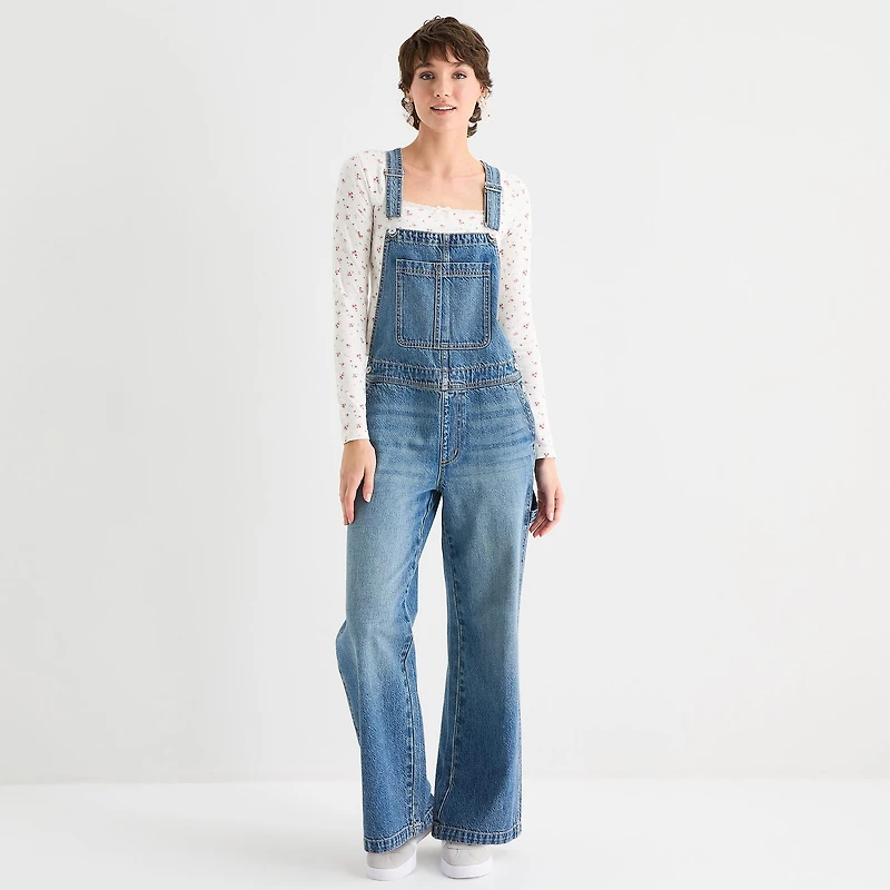 Arizona Sleeveless Womens Overalls Juniors