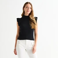 Liz Claiborne Womens High Neck Short Sleeve Pullover Sweater