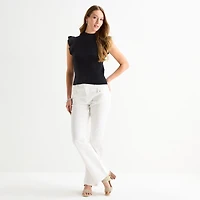 Liz Claiborne Womens High Neck Short Sleeve Pullover Sweater