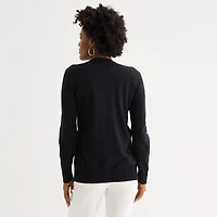 Liz Claiborne Womens V Neck Long Sleeve Button Cardigan