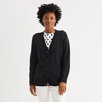 Liz Claiborne Womens V Neck Long Sleeve Button Cardigan