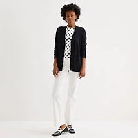 Liz Claiborne Womens V Neck Long Sleeve Button Cardigan