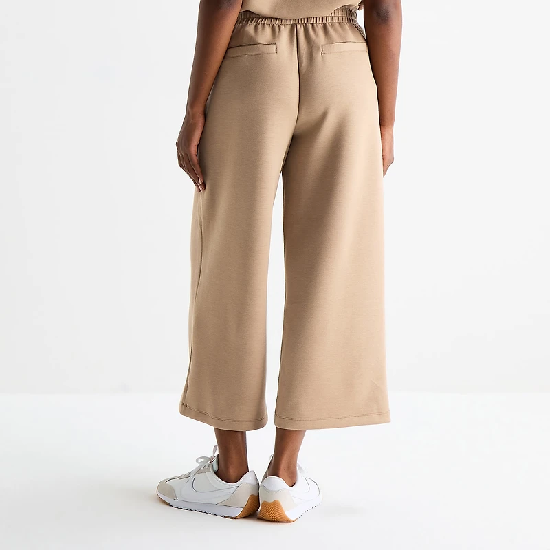 Stylus Womens Wide Leg High Rise Cropped Pant