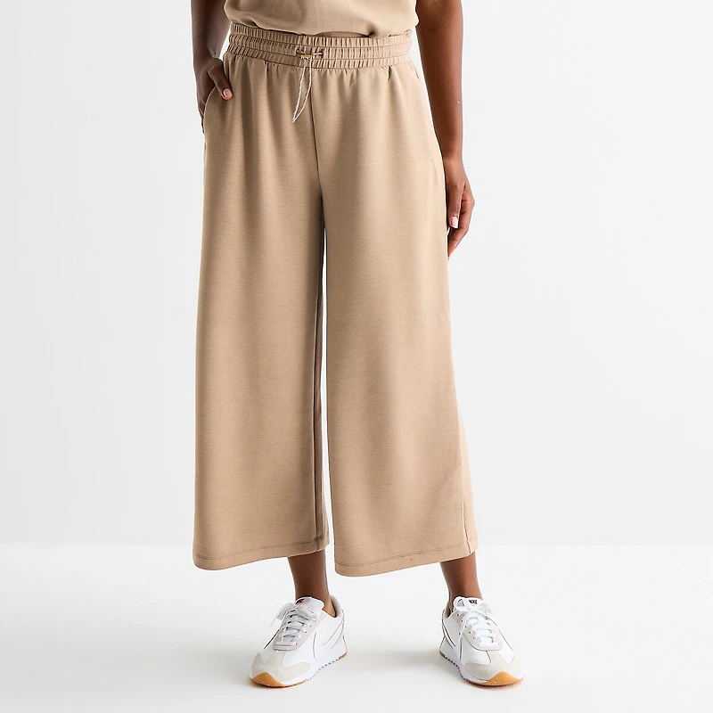 Stylus Womens Wide Leg High Rise Cropped Pant