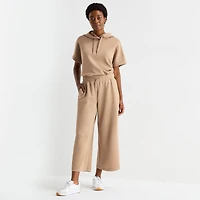 Stylus Womens Wide Leg High Rise Cropped Pant