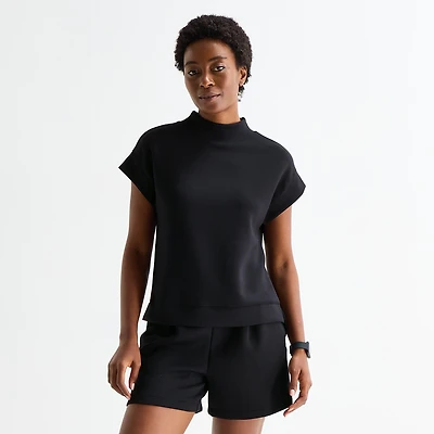 Stylus Womens Mock Neck Short Sleeve T-Shirt