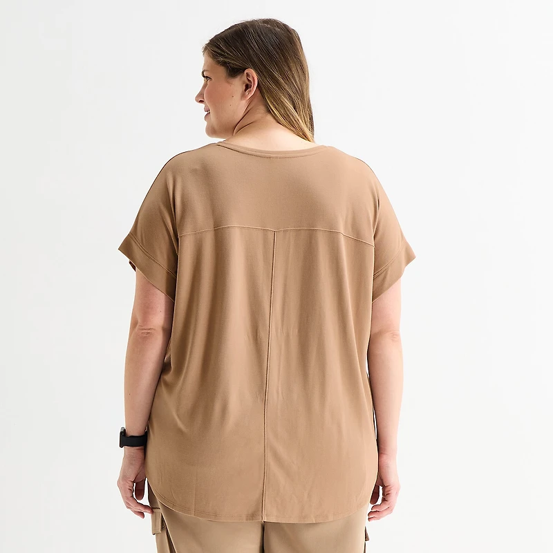 Stylus Womens Plus Crew Neck Short Sleeve T-Shirt