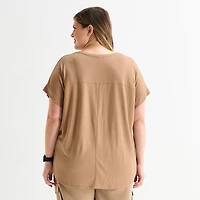 Stylus Womens Plus Crew Neck Short Sleeve T-Shirt
