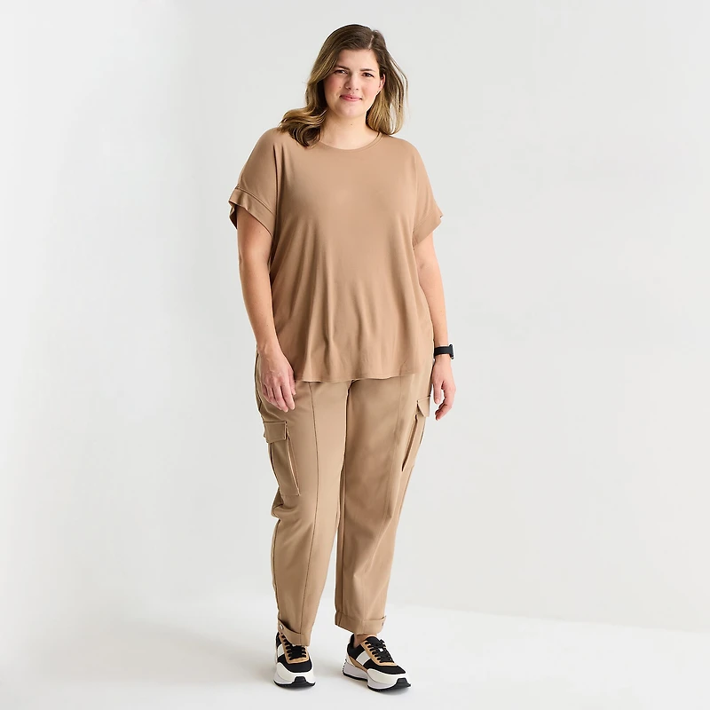 Stylus Womens Plus Crew Neck Short Sleeve T-Shirt