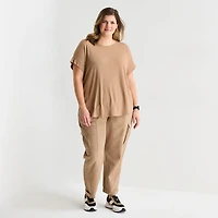 Stylus Womens Plus Crew Neck Short Sleeve T-Shirt