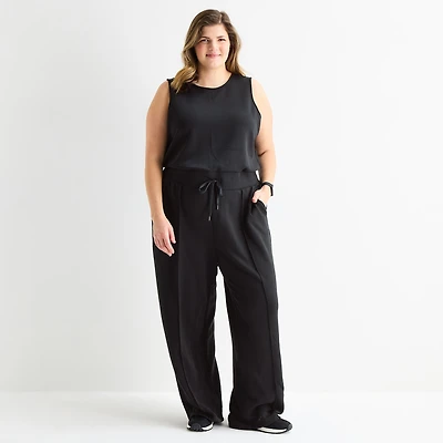 Stylus Womens Crew Neck Sleeveless Plus Jumpsuit
