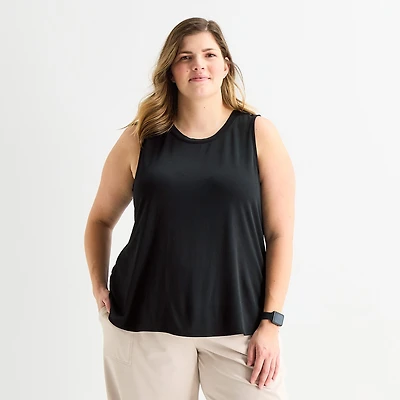 Stylus Womens Plus Crew Neck Sleeveless Tank Top