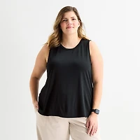 Stylus Womens Plus Crew Neck Sleeveless Tank Top