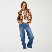 VOLCOM Womens Juniors Cuffed Long Sleeve Regular Fit Button-Down Shirt