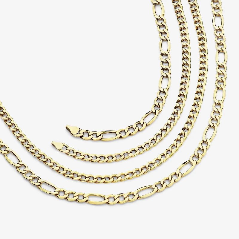Made in Italy Mens 10K Gold 8 1/2 Inch Figaro Chain Bracelet