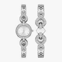 Geneva Womens Crystal Accent Silver Tone 2-pc. Watch Boxed Set Fmdjset058