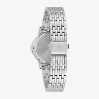 Bulova Crystal Womens Crystal Accent Silver Tone Stainless Steel Bracelet Watch 96l297