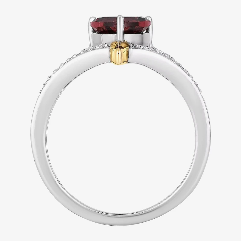 Enchanted Disney Fine Jewelry Villains Evil Queen Womens 1/10 CT. T.W. Genuine Red Garnet 10K Gold Over Silver Heart Princess Cocktail Ring