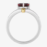 Enchanted Disney Fine Jewelry Villains Evil Queen Womens 1/10 CT. T.W. Genuine Red Garnet 10K Gold Over Silver Heart Princess Cocktail Ring