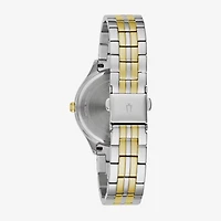 Bulova Crystal Womens Crystal Accent Two Tone Stainless Steel Bracelet Watch 98l273