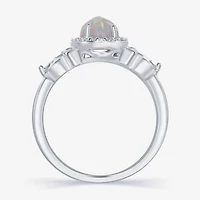 Enchanted Disney Fine Jewelry 1/10 CT. T.W. Diamond & Lab-Created Opal Sterling Silver Cocktail Ring