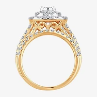 Womens /2 CT. T.W. Natural White Diamond 10K Gold Cushion Halo Bridal Set